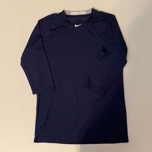 Nike Pro Quarter Sleeve Undershirt. Navy.